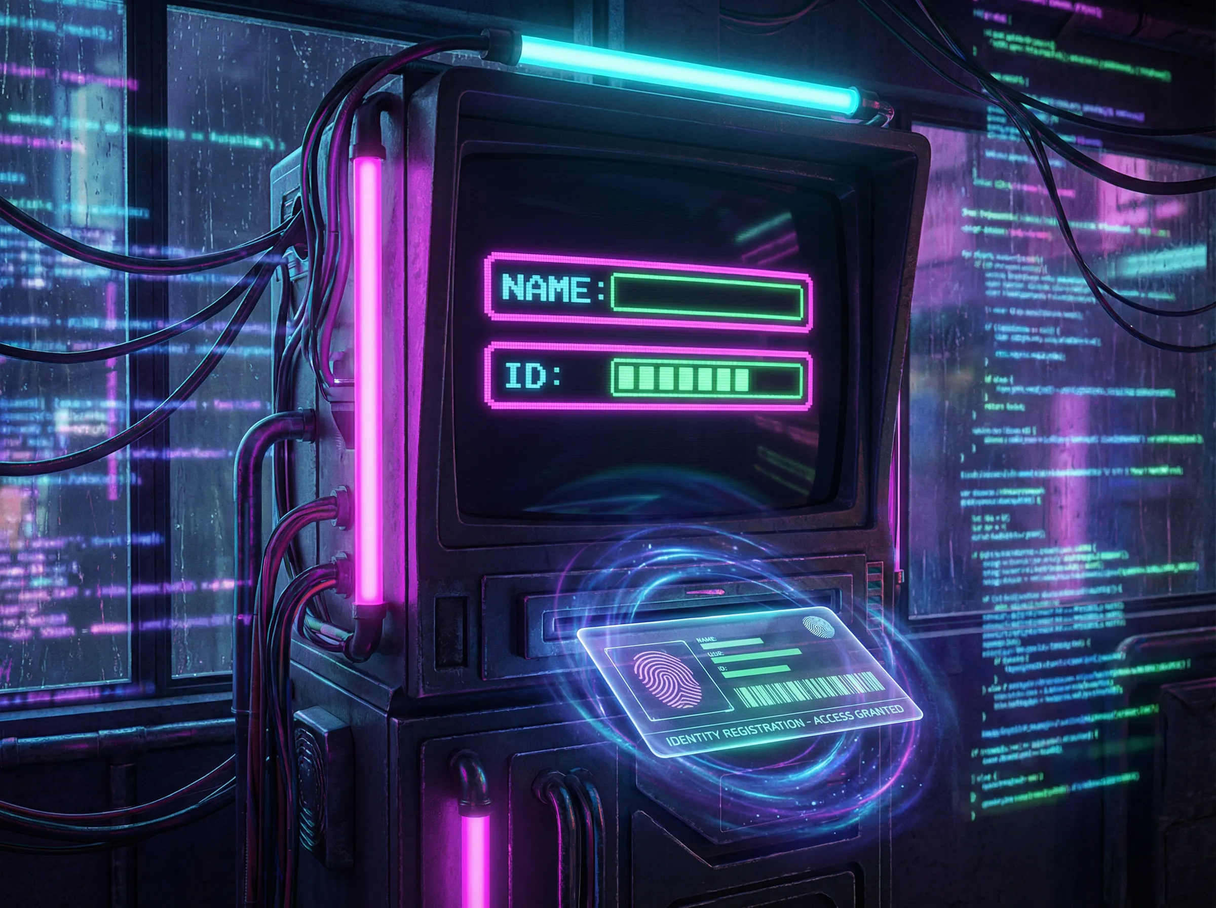 水果老虎机 赛博身份认证终端 - 复古街机注册系统